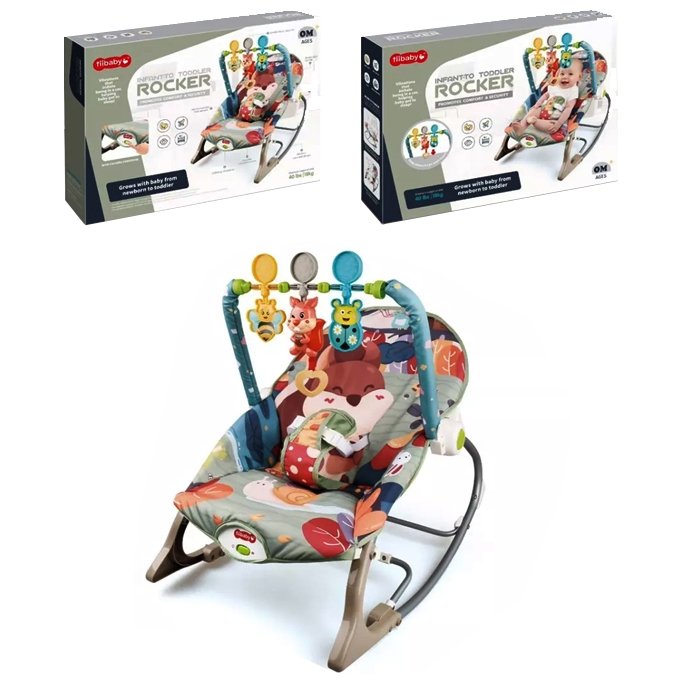 2-in-1 Infant-to-Toddler Baby Rocker – Squirrel Grey - Image 2