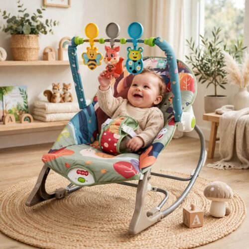 2-in-1 Infant-to-Toddler Baby Rocker – Squirrel Grey