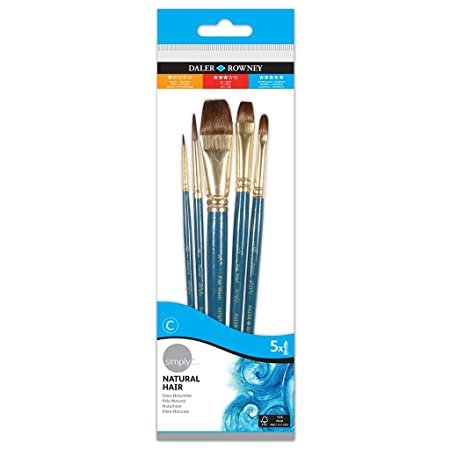 Daler Rowney Simply Brush Set for Watercolor, 5 pc - Painting & Washes