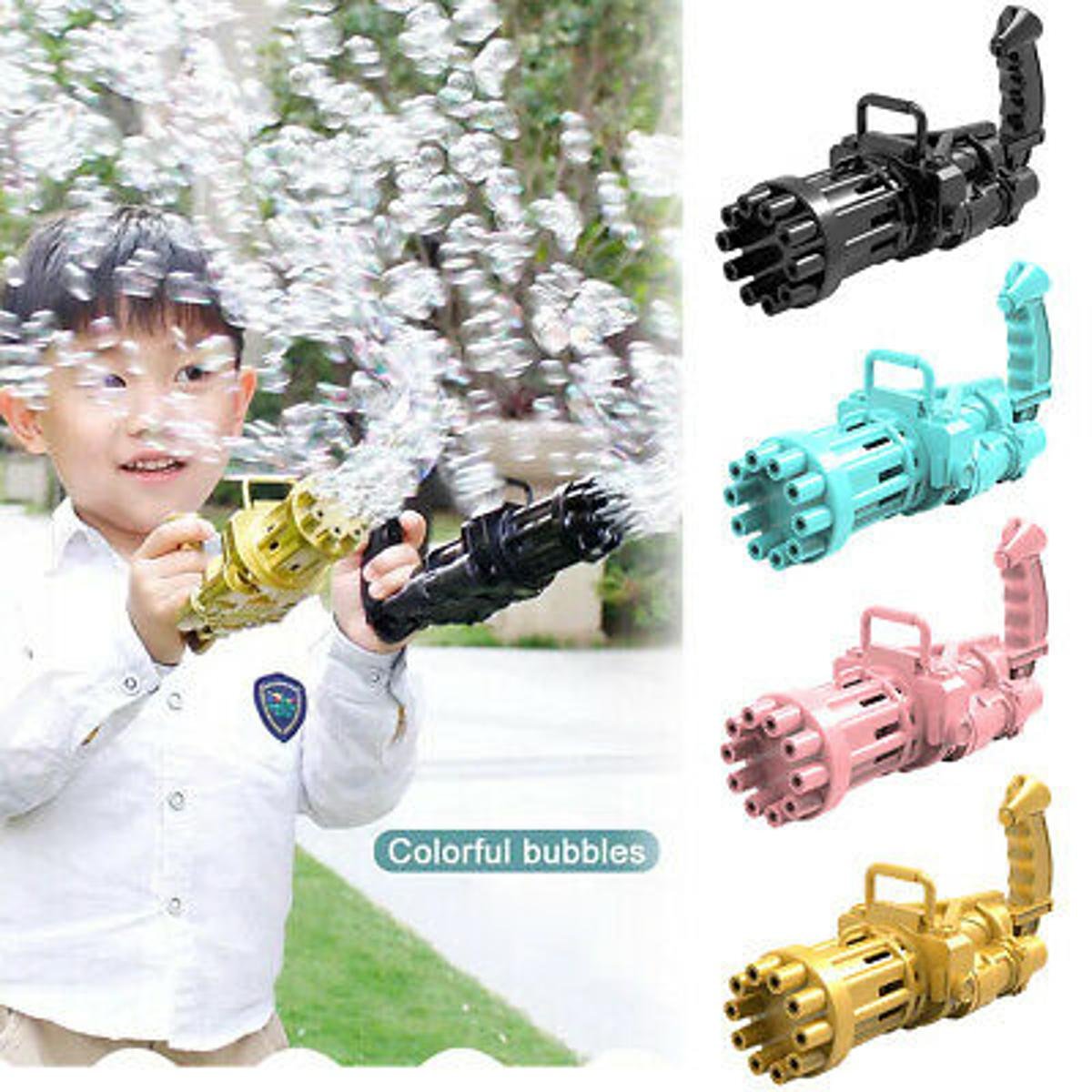 8-Hole Bubble Machine - Massive Bubble Gattler Toy With Bubble liquid for Kids - Outdoor Bubble Fun - Image 4