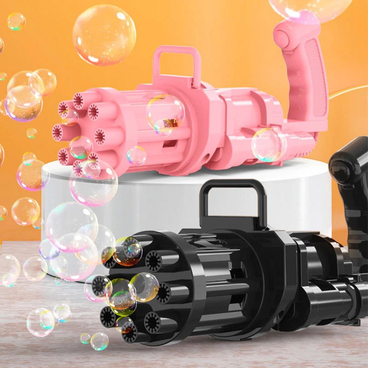 8-Hole Bubble Machine - Massive Bubble Gattler Toy With Bubble liquid for Kids - Outdoor Bubble Fun