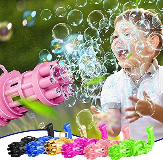 8-Hole Bubble Machine - Massive Bubble Gattler Toy With Bubble liquid for Kids - Outdoor Bubble Fun - Image 2