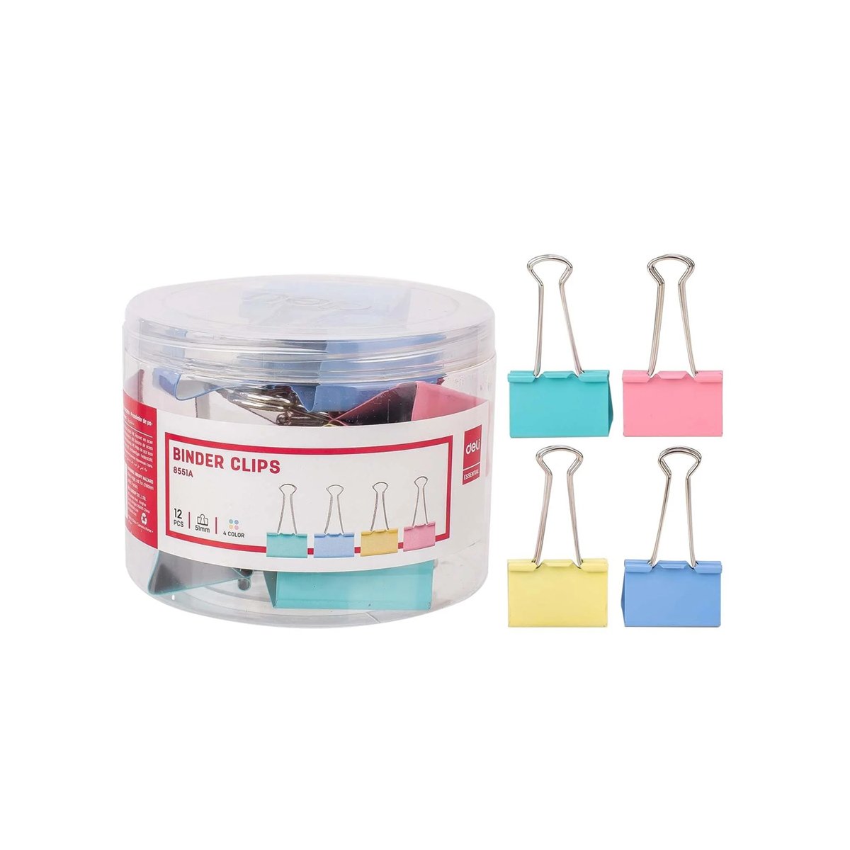 Deli Colorful Binder Clip 8551A 51mm - Paper & Document Organisation