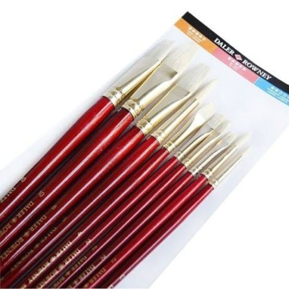 Daler Rowney Simply Brush Set of 10pcs In Natural White Bristle Hairs - Painting & Washes