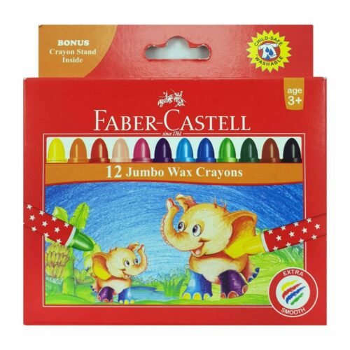 Faber Castell Jumbo Wax Crayons - Set of 12 - Colouring & Drawing