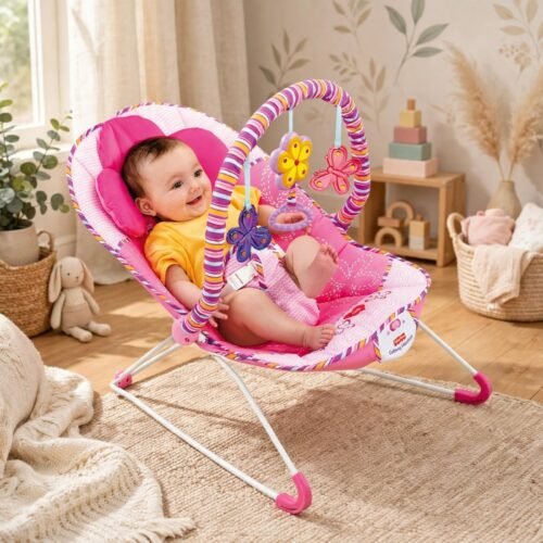 Baby Bouncer Rocker with Vibration – Pink