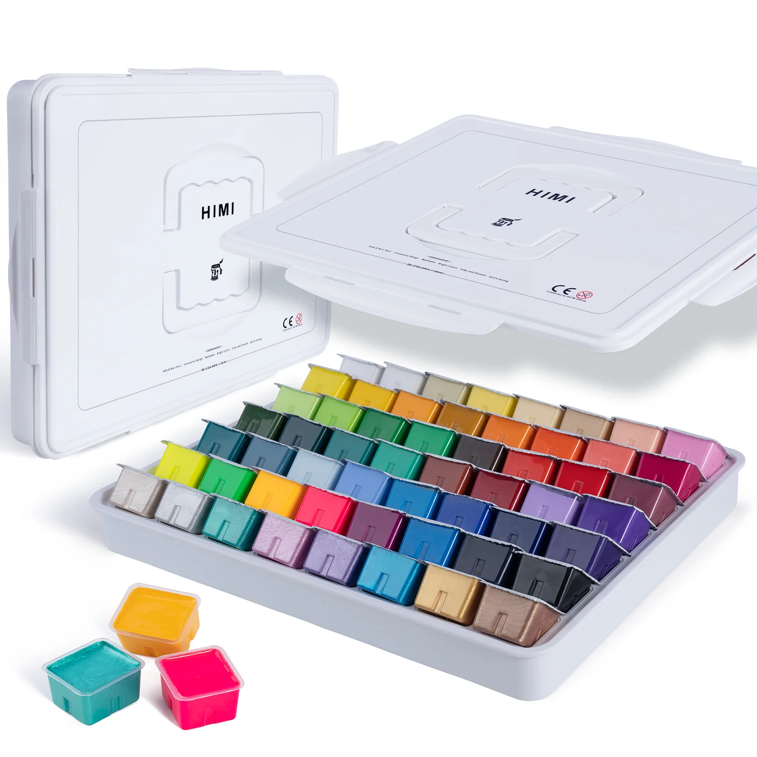 HIMI Gouache Paint Set – 56 Colors, 30g (White) - Opaque Painting Projects