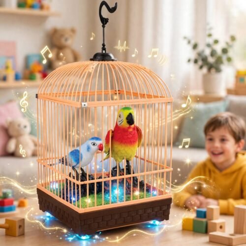 Happy Birds Hanging Cage Toy with Light & Sound