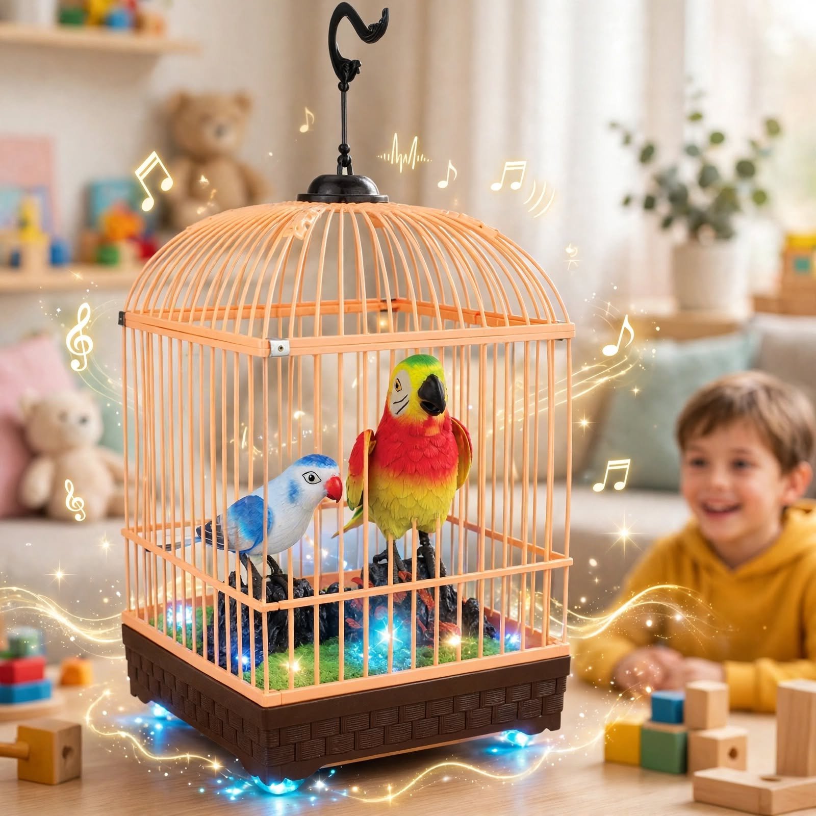 Happy Birds Hanging Cage Toy with Light & Sound
