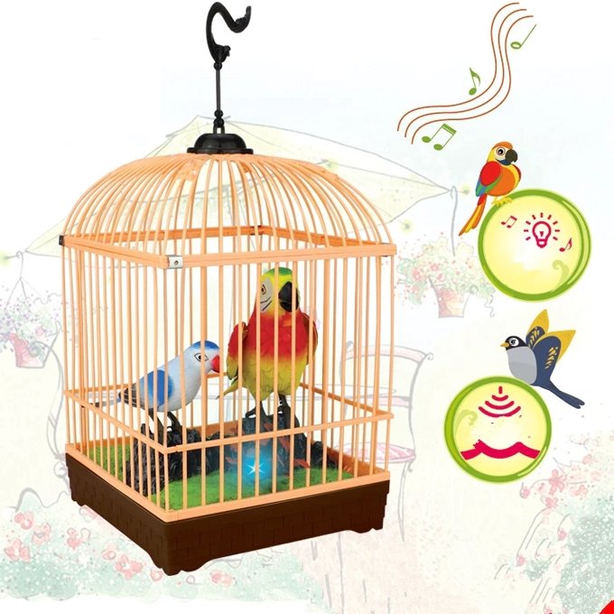 Happy Birds Hanging Cage Toy with Light & Sound - Image 2