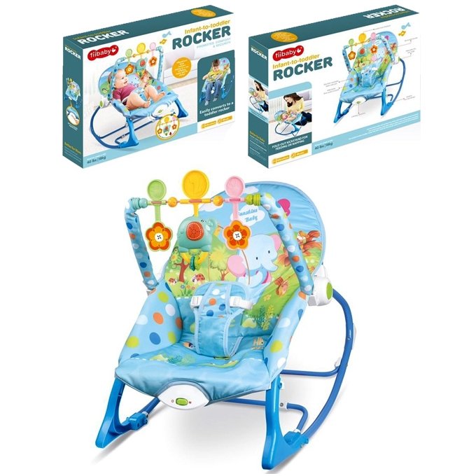2-in-1 Infant-to-Toddler Baby Rocker – Elephant Blue - Image 2
