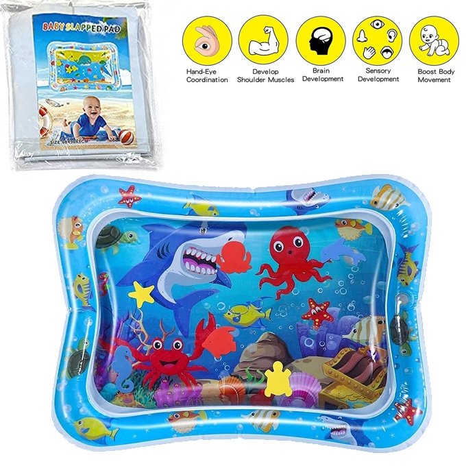 Inflatable Baby Tummy Time Water Mat with 6 Floating Toys - Image 2