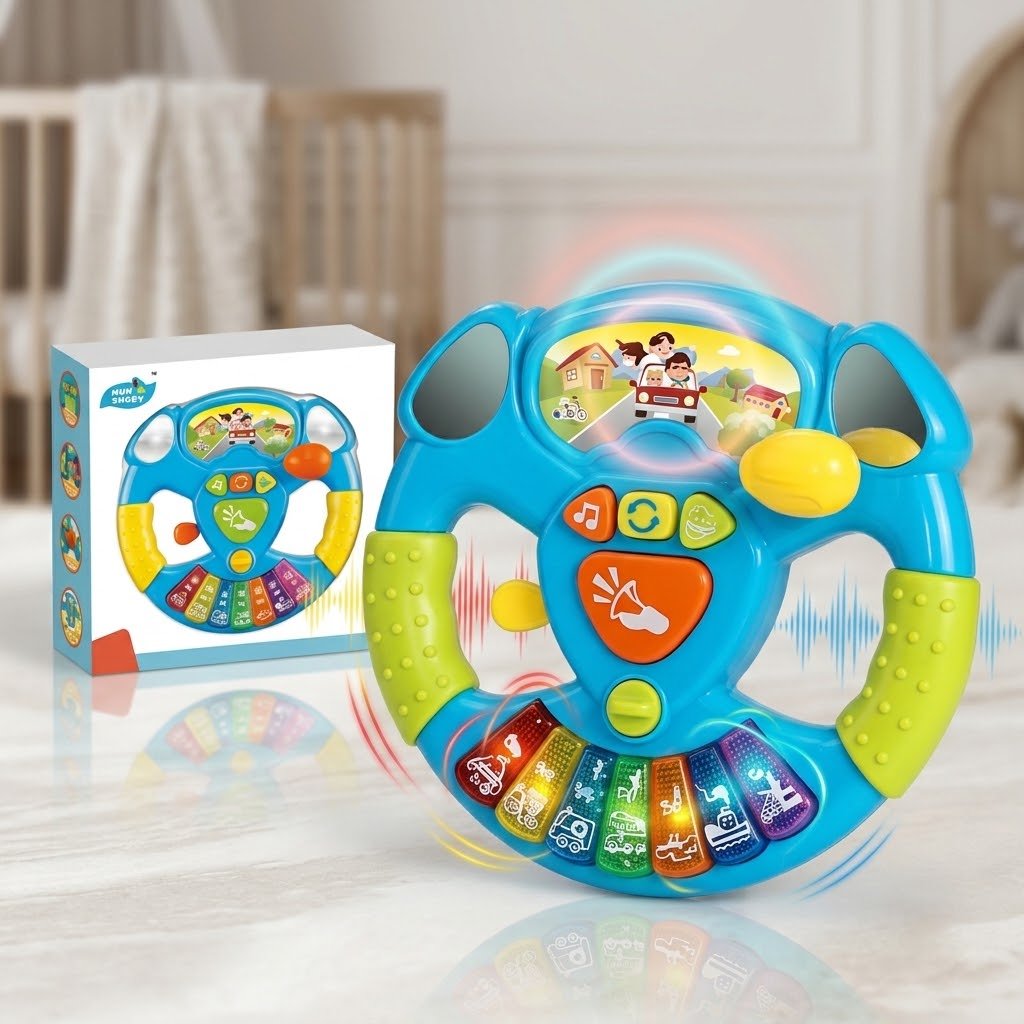 Interactive Musical Steering Wheel with Lights & Sounds
