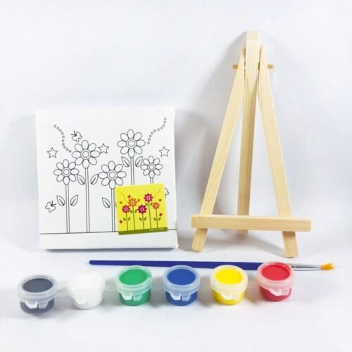Keep Smiling 1010 DIY Kids 4x4 Inches Canvas Painting Set With Easel