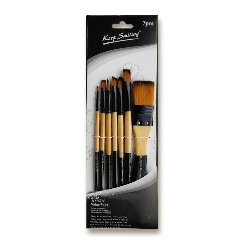 Keep Smiling Mix Artist Paint Brush Set Of 7 Pcs - Painting & Washes