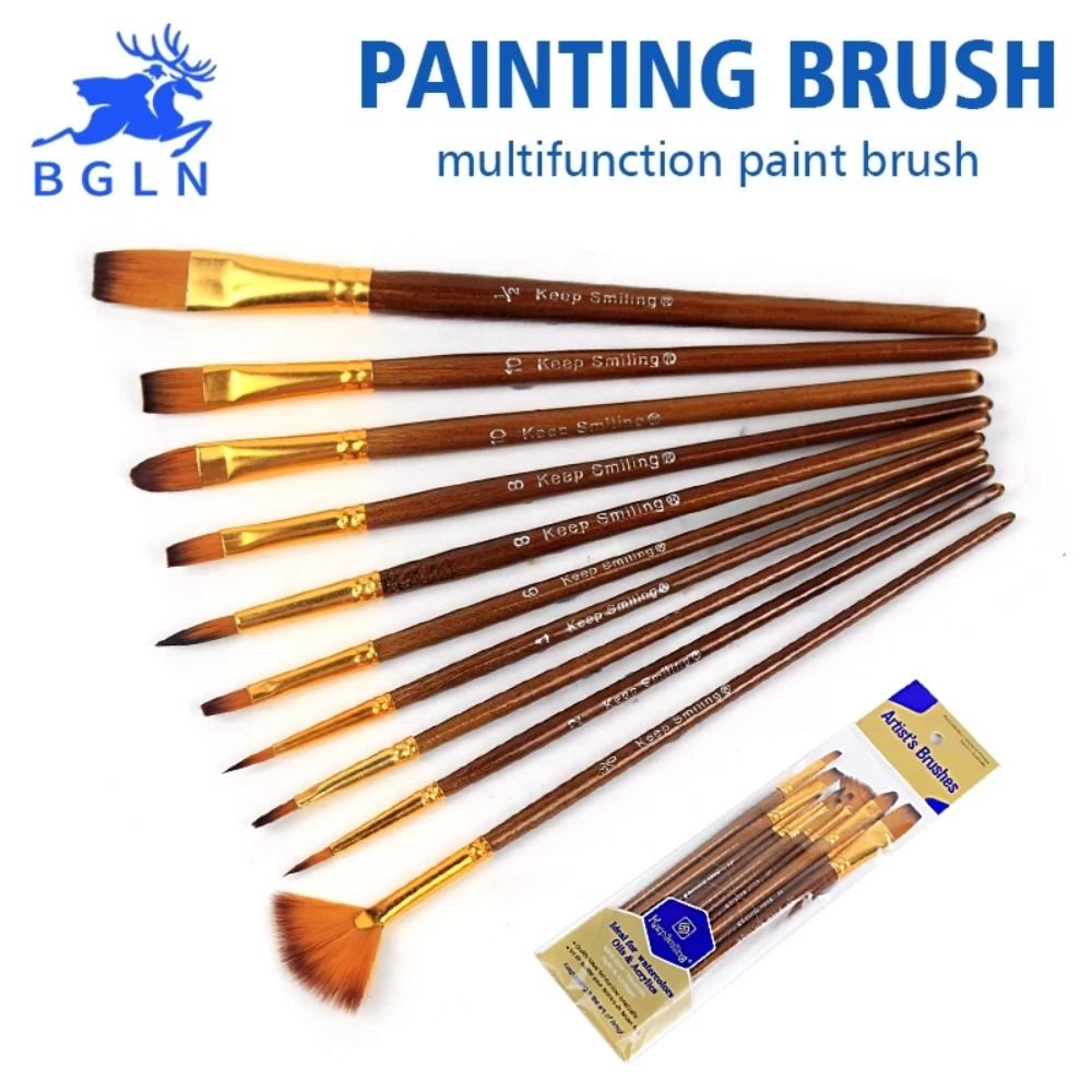 Keep Smiling Nylon Hair Multifunctional Paint Brushes Set of 10 - Painting & Washes - Image 2