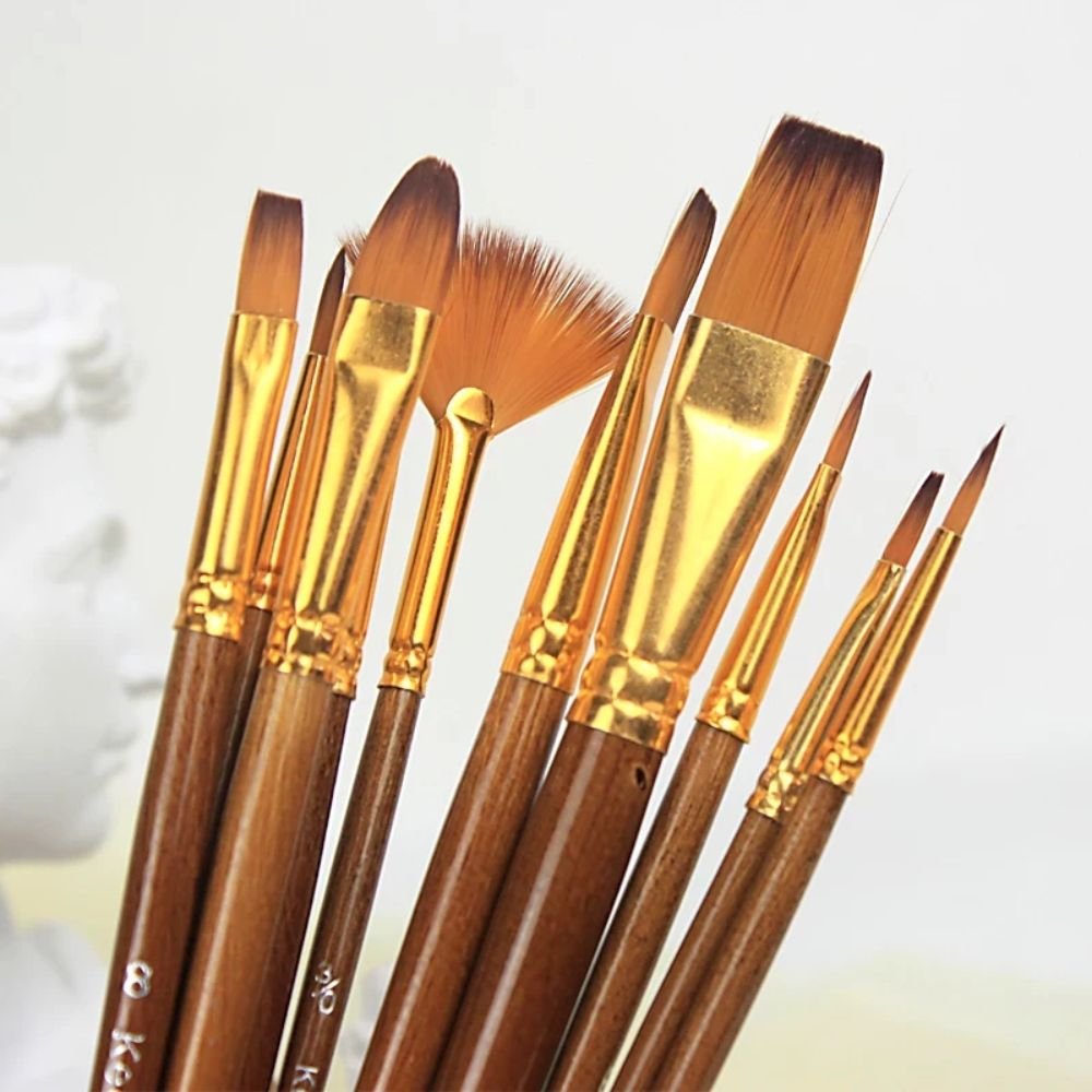 Keep Smiling Nylon Hair Multifunctional Paint Brushes Set of 10 - Painting & Washes