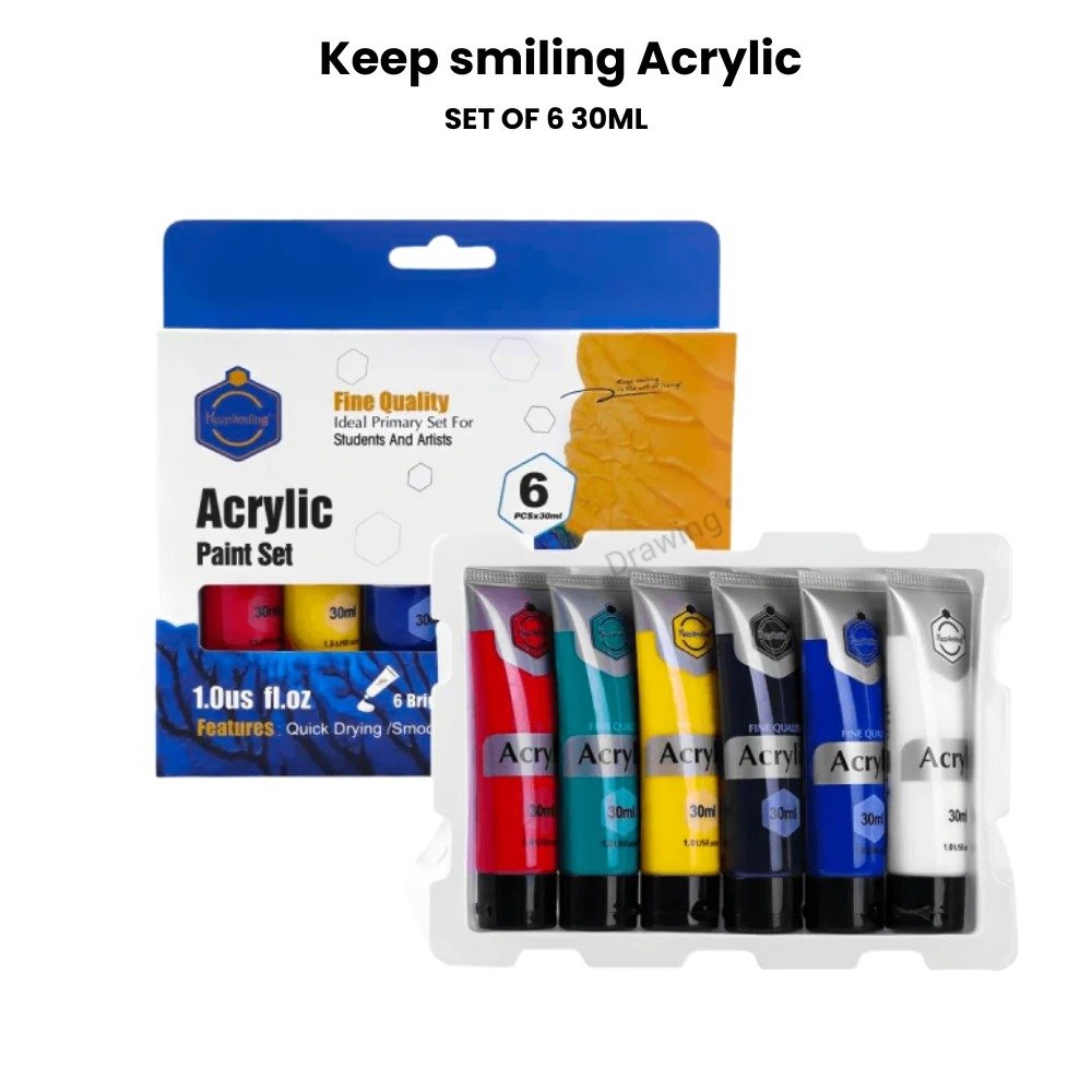 Keep smiling Acrylic tubes - Set of 6 - 30ml each