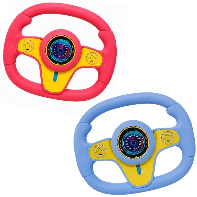 Kids Musical Steering Wheel Toy - Assorted Red or Blue - Image 2