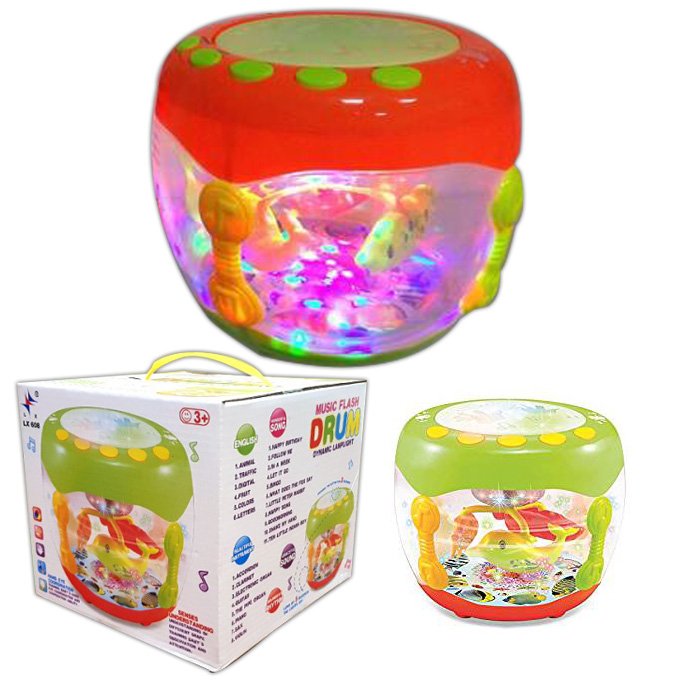 Large Musical Flash Drum with Lights & Nursery Rhymes - Image 2
