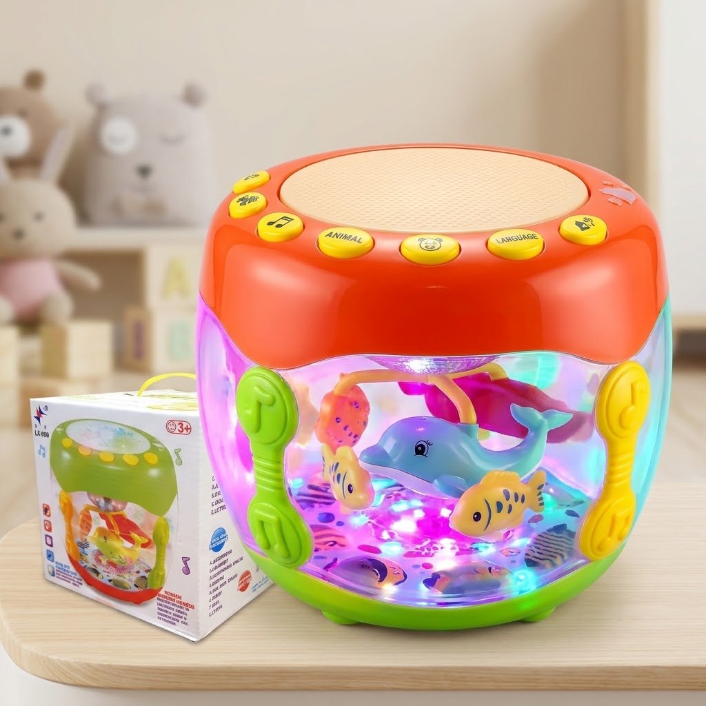 Large Musical Flash Drum with Lights & Nursery Rhymes