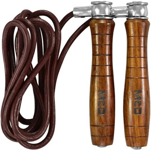 MCD Leather Skipping Rope with Wooden Handles
