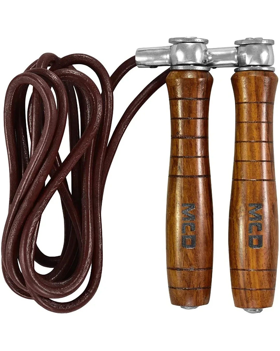 MCD Leather Skipping Rope with Wooden Handles - Image 2