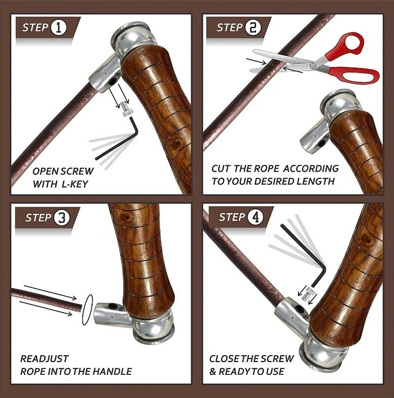 MCD Leather Skipping Rope with Wooden Handles - Image 3