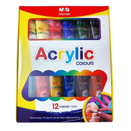 M&G APL976M0 Acrylic Paint Set 12 Colours 30ml Tubes - Art & Painting Projects