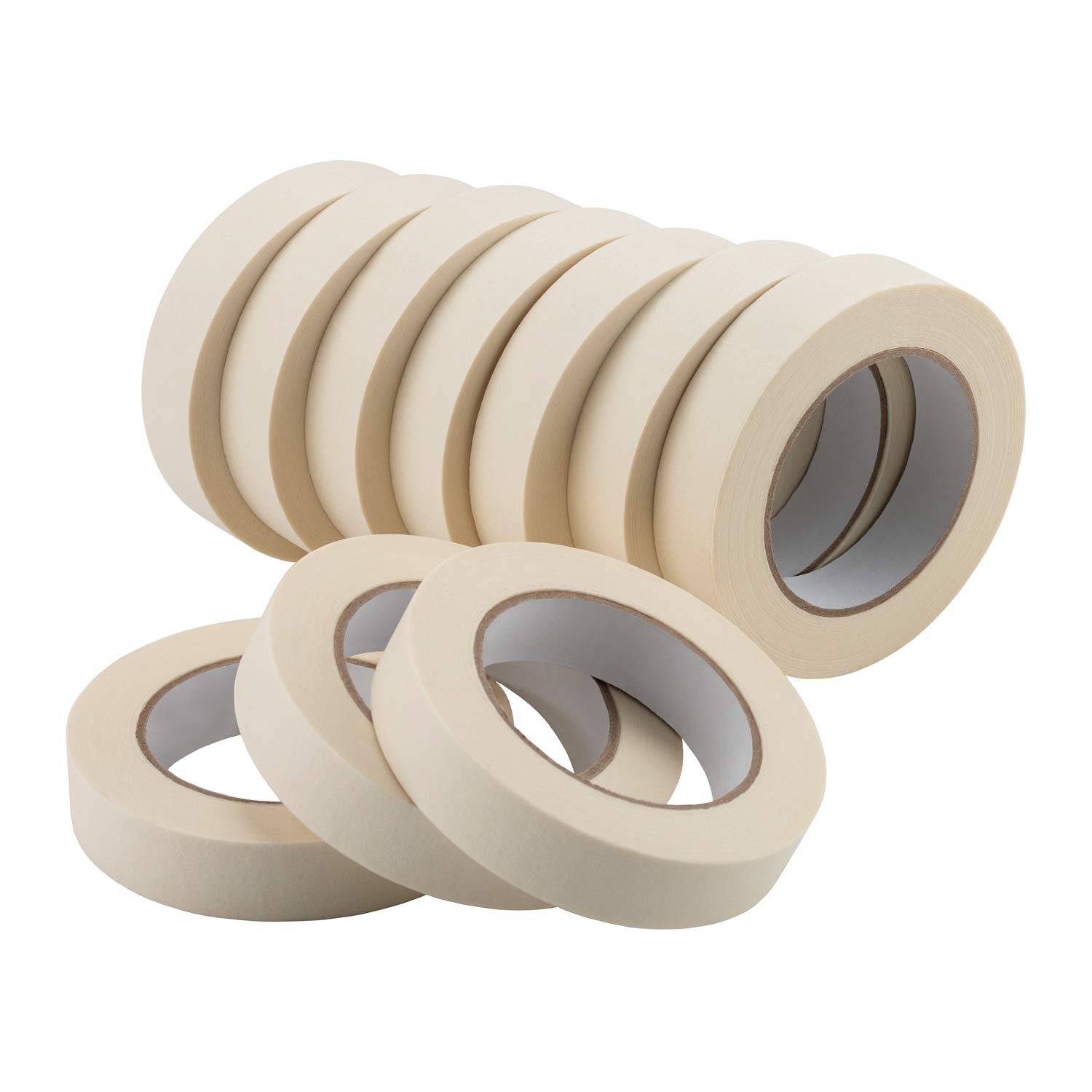 Masking Tape 1 inch, 10 Pack General Purpose Masking Tape Bulk Multipack for Basic Use, 1 inch x 55 Yards x 10 Rolls - 550 Total Yards