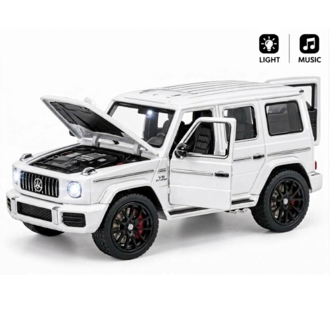 Mercedes G-Wagon G800 Toy Car with Lights & Music – White - Image 2