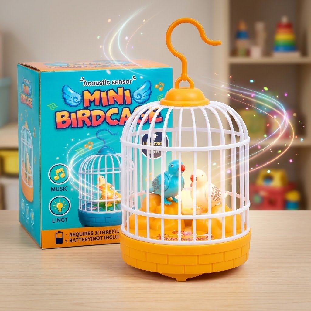 Mini Bird Cage Toy with Lights & Music