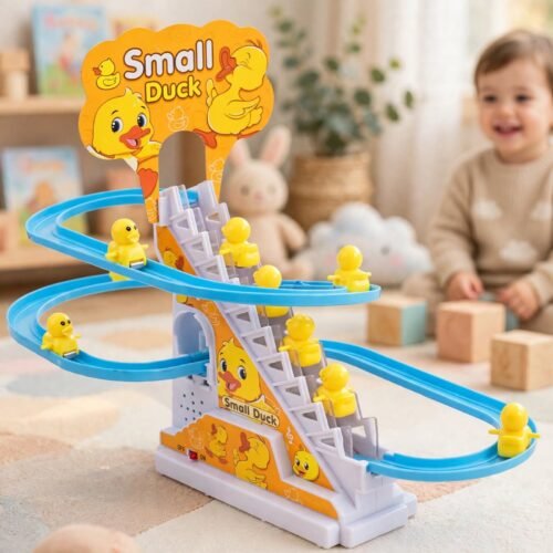 Musical Duck Track Toy with 3 Ducks, Automatic Climbing Stairs