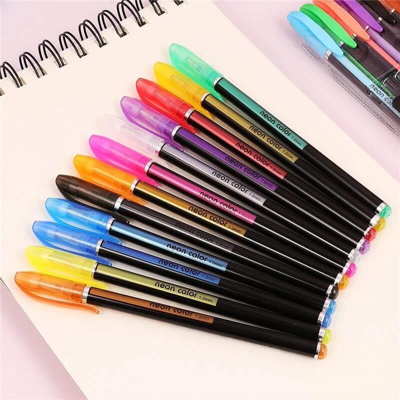Neon Color Glitter Gel Pen Pack of 12 - Cards & Decorative Crafts - Image 2