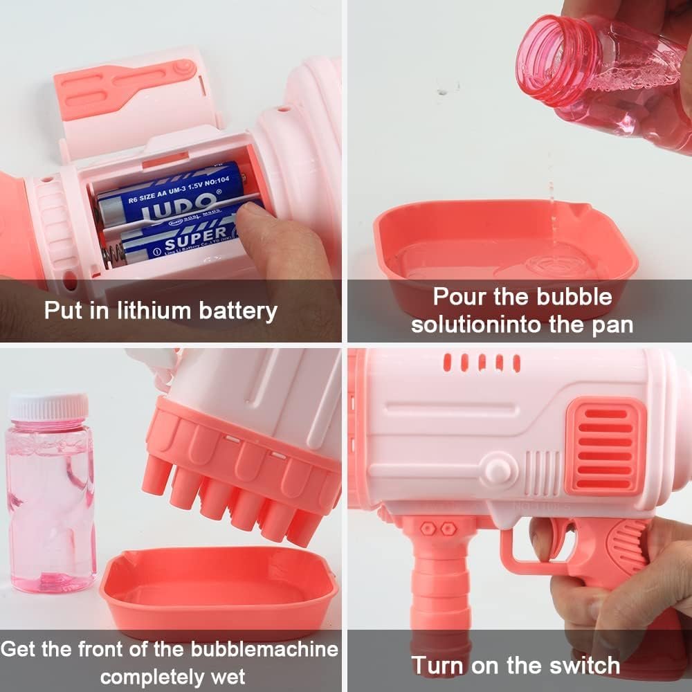 Rocket Launcher Soap Bubble Machine Toy - Outdoor Bubble Fun - Image 2
