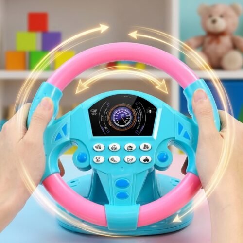 Simulation Steering Wheel Toy with Music & Lights – Assorted Colours