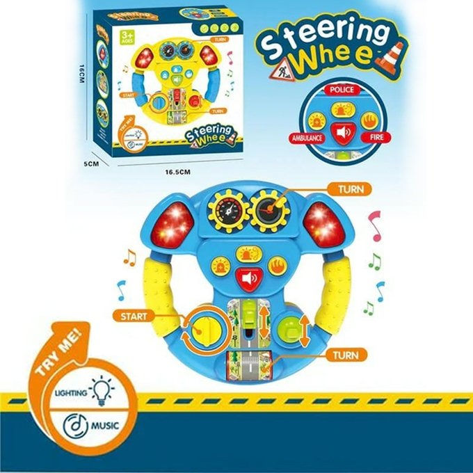 Mini Interactive Steering Wheel Toy with Lights & Sounds - Image 3