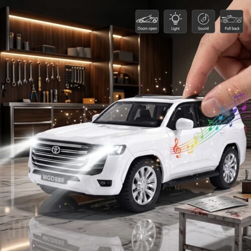 Toyota Land Cruiser Prado Toy Car with Lights & Music – White