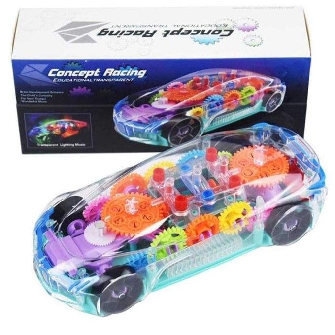 Transparent Racing Toy Car with Flashing Lights - Image 5