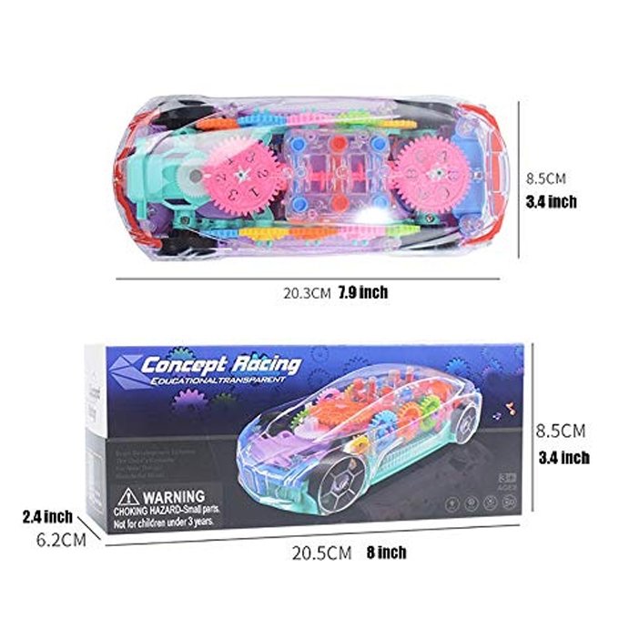 Transparent Racing Toy Car with Flashing Lights - Image 2