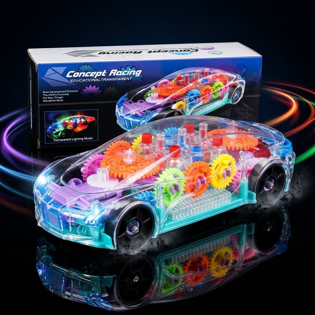 Transparent Racing Toy Car with Flashing Lights