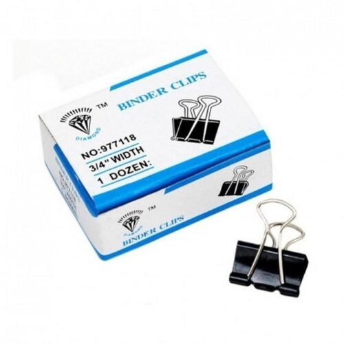 Pack of 12 - Binder Clip 3/4 inch Width 19 mm - Paper & Document Organisation