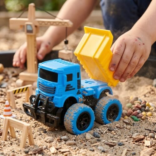 Blue Mini Friction Construction Truck – Push-and-Go Toy