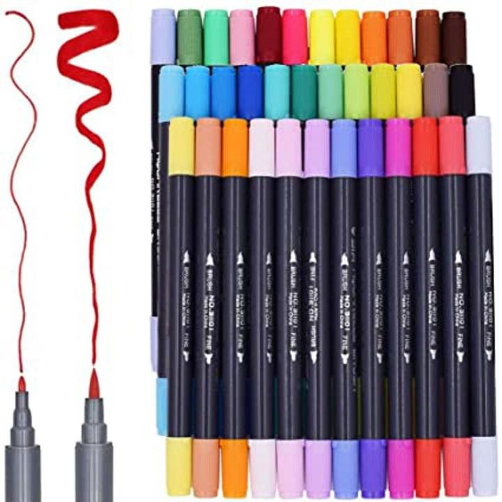Watercolor Dual Tip Brush Pens - Soft Brush Twin Markers -12 colors — Lettering & Colouring