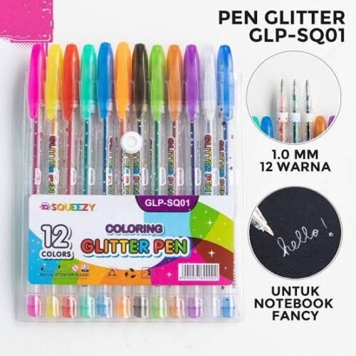 Glitter Pen Set (Pack Of 12) GLP-SQ01- Cards & Decorative Crafts