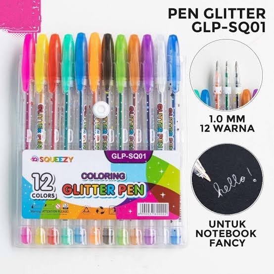 Glitter Pen Set (Pack Of 12) GLP-SQ01- Cards & Decorative Crafts