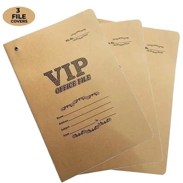 VIP Office Glaze File Folder Brown Card - 3 Pcs Set - School & Office Paperwork